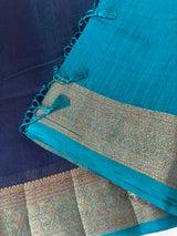 Jute silk sarees with contrast pallu & blouse MJL396