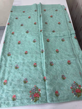 Semi linen saree with embroidery- MS15167