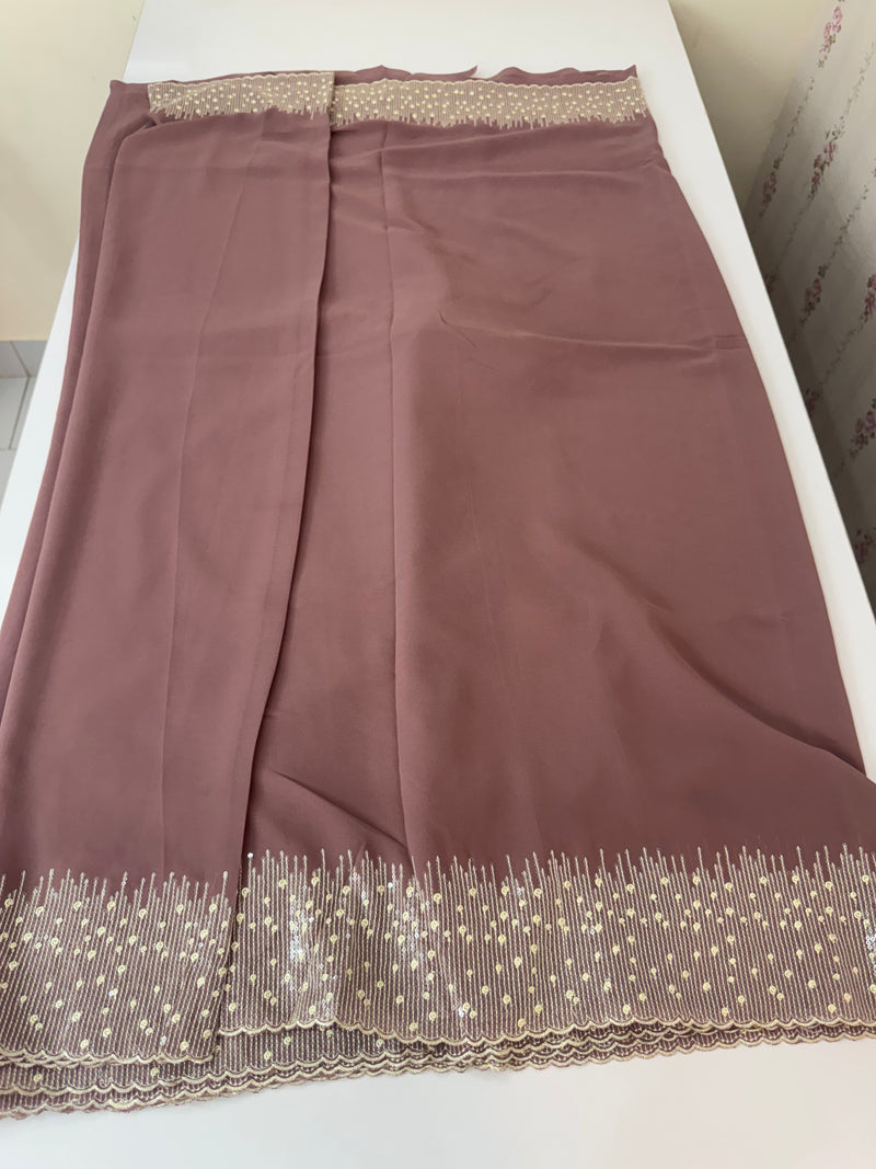 Designer georgette sarees with blouse MGS5321- DuskyMauve