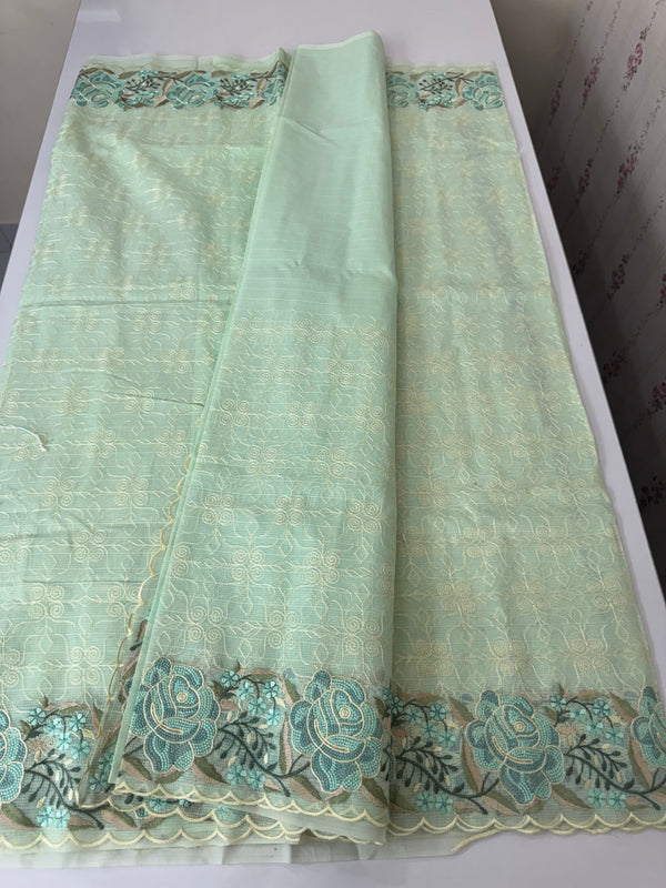 Phulkari NetKota embroidery saree - MSH126 Pastel PistaGreen
