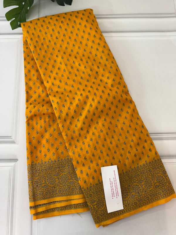 Semi Banarasi viscose Georgette saree MKGS221 YELLOW