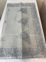 Viscose Organza saree with applique work-MSH101 Ash
