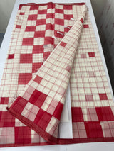 Checks Mul chanderi saree-  MSH306 Red to White