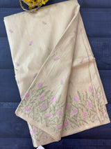 Crepe semi tussar silk saree with embroidery - SEFNCCM