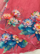 Digital printed semi Linen Saree MLS711 - PeachPink