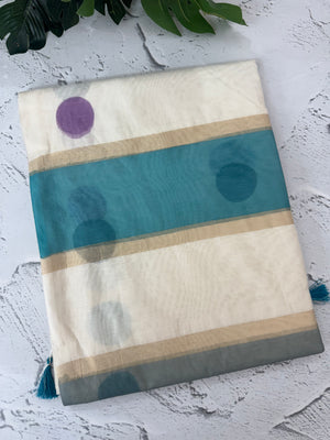 Semi chanderi saree with multi color polka dots- MSF334