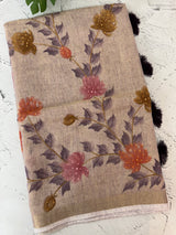 Tissue linen saree with handwork MLS5499