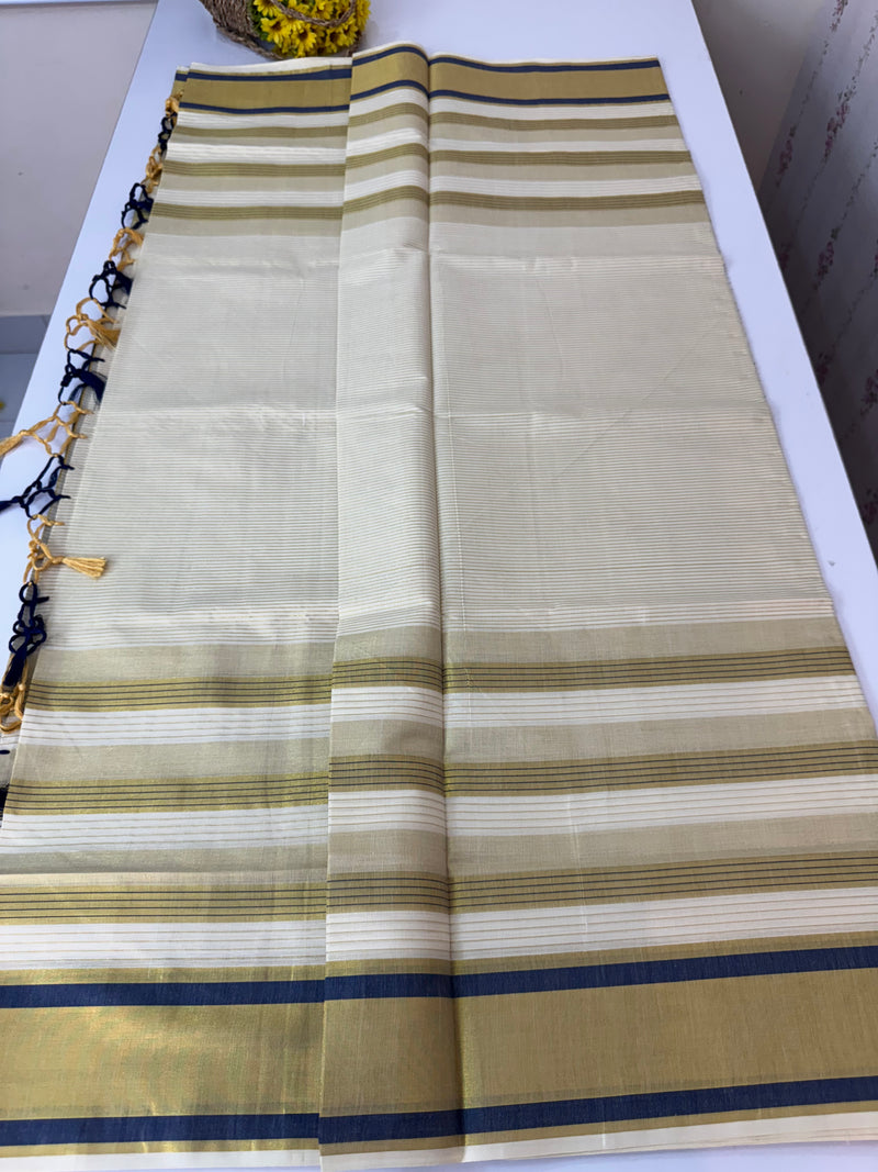 Kerala tissue saree- Gold lines