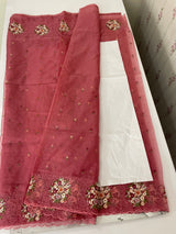 Organza saree with embroidery borders- MS7891