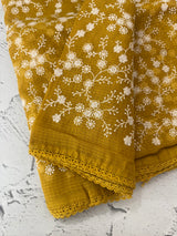 Soft kota checks saree with embroidery - MS7678 Yellow