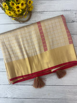 Tissue mix Soft silk saree with checks zari weaving MS8146