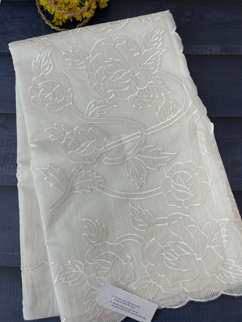 NetKota Applique work saree  MS6798- White