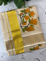 Kerala tissue printed saree