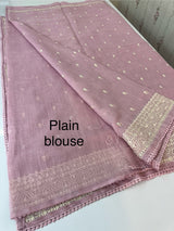 Semi linen saree with chikanakari embroidery- MS15086 PastelPink