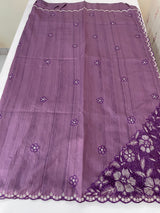 Cutwork Semi tussar saree MTSS680 Purple