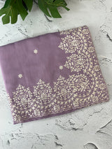 Soft Chanderi saree with  embroidery borders- MCK77 Lavender