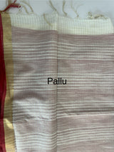 Blended checks tussar saree MKT122 - Red