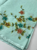 Soft kota silk saree with handpainting & embroidery MS14953 PastelBlue