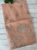 NetKota saree with tissue applique work MS15145- PastelPeach