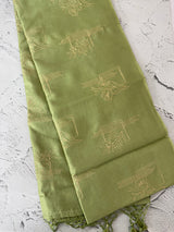 Tussar finish soft silk saree with thread embroidery MTS568 LightGreen