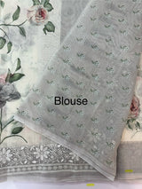 Chanderi digital printed saree with chikankari embriodery MSH171