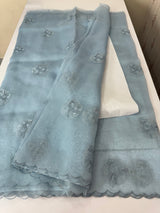 Tissue Organza saree with embroidery - MSH5509 PowderBlue