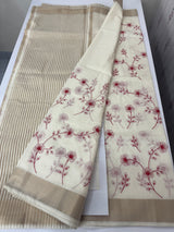 Mul chanderi embriodery saree with zari borders MSH282