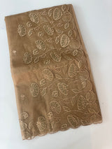 Viscose Organza saree with applique work-MSH103 DarkBeige