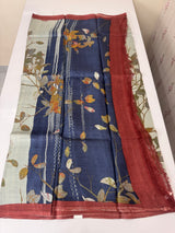 Pure printed tussar silk saree with blouse- MTSB7