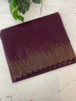 Semi Organza saree with embroidery borders - MSH296 Wine