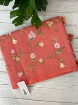 Kota Supernet embriodery saree SHSNYNM- DarkPeach