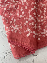 Soft kota checks saree with embroidery - MS7678