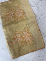 Copper Tissue silk saree with applique work MSH252