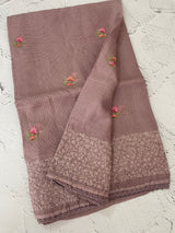 Kota checks embriodery saree MS7689 PastelMauve