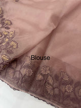Soft Organza saree with embroidery borders - MCW786 DustyMauve
