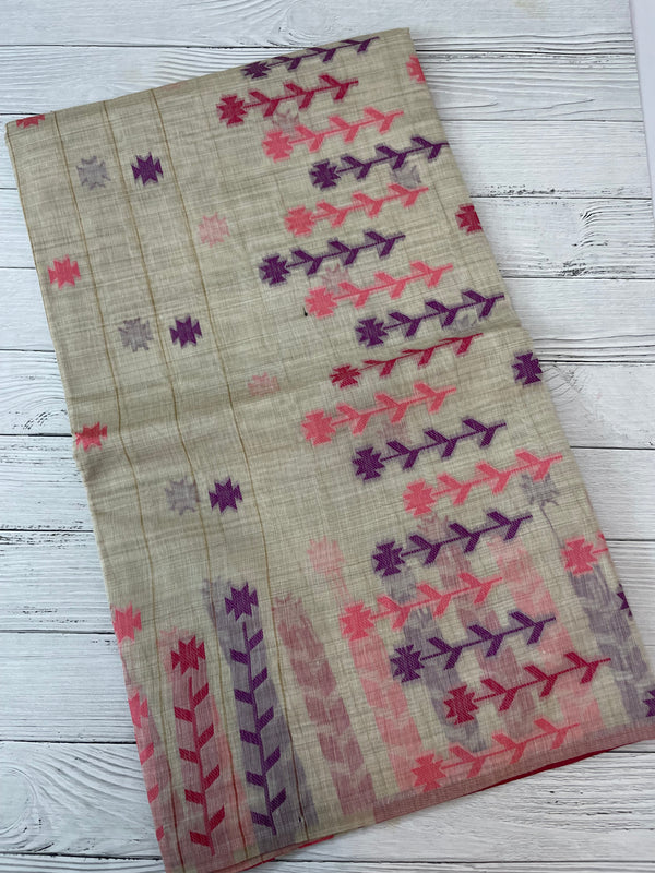 Jamdani silk Cotton Saree with blouse MS12551