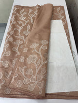 Blended Malai chanderi saree with applique work saree  MSM5676 - DuskyPink