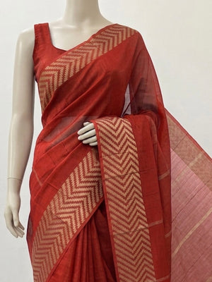 Kota staple silk saree with borders MKS786 Red