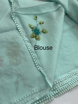 Soft kota silk saree with handpainting & embroidery MS14953 PastelBlue