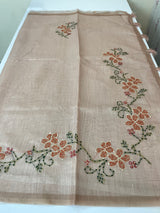 Soft Tissue linen saree with kanta embriodery saree FBLK72 - DuskyPeach