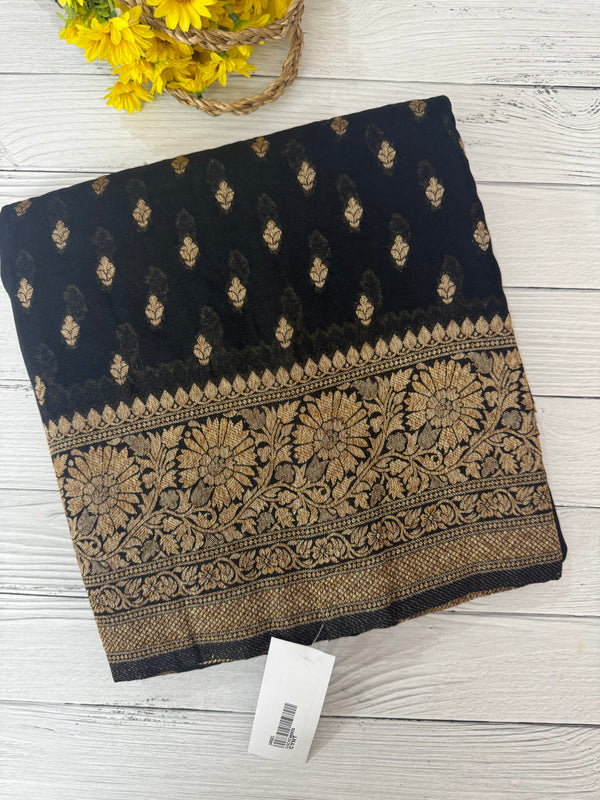Semi banarasi Khaddi Georgette saree - MS1499 Black