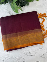 Jute silk sarees with contrast pallu & blouse MJL396