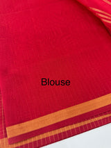 Mangalagiri Silk Cotton Saree with zari checks MS90321 Red