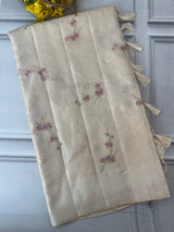 Blended tussar saree with embriodery - MS8665 Cream
