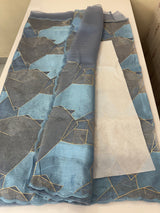 Glass organza saree with thread work- MOS330 Blue