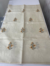 Blended tussar saree with embriodery - MS8667 PearlCream