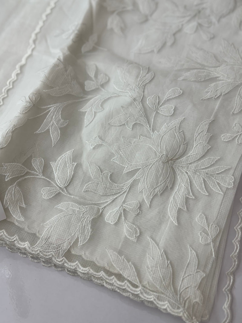 NetKota Applique work saree   -MSH998 White