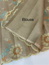 Tissue Silk cross stitch embriodery saree MS49892