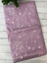 Soft kota silk saree with embriodery and organza applique work  MS14509 Lavender
