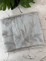 Soft Moonga checks saree with prints and embroidery MSH154 - BluishGrey